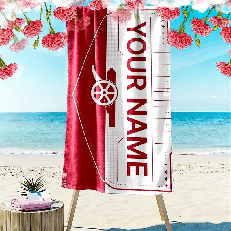 Custom Name,Arsenal Print Beach Towel, Large Soft Quick Dry Towel for Beach Camping Swimming