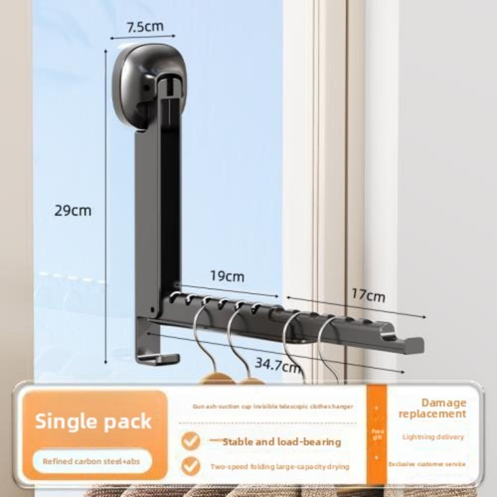 

Folding Wall-mounted Clothes Drying Rack with Suction Cup Foldable Retractable Portable Clothes Drying Folding Clothes Racks чёрный