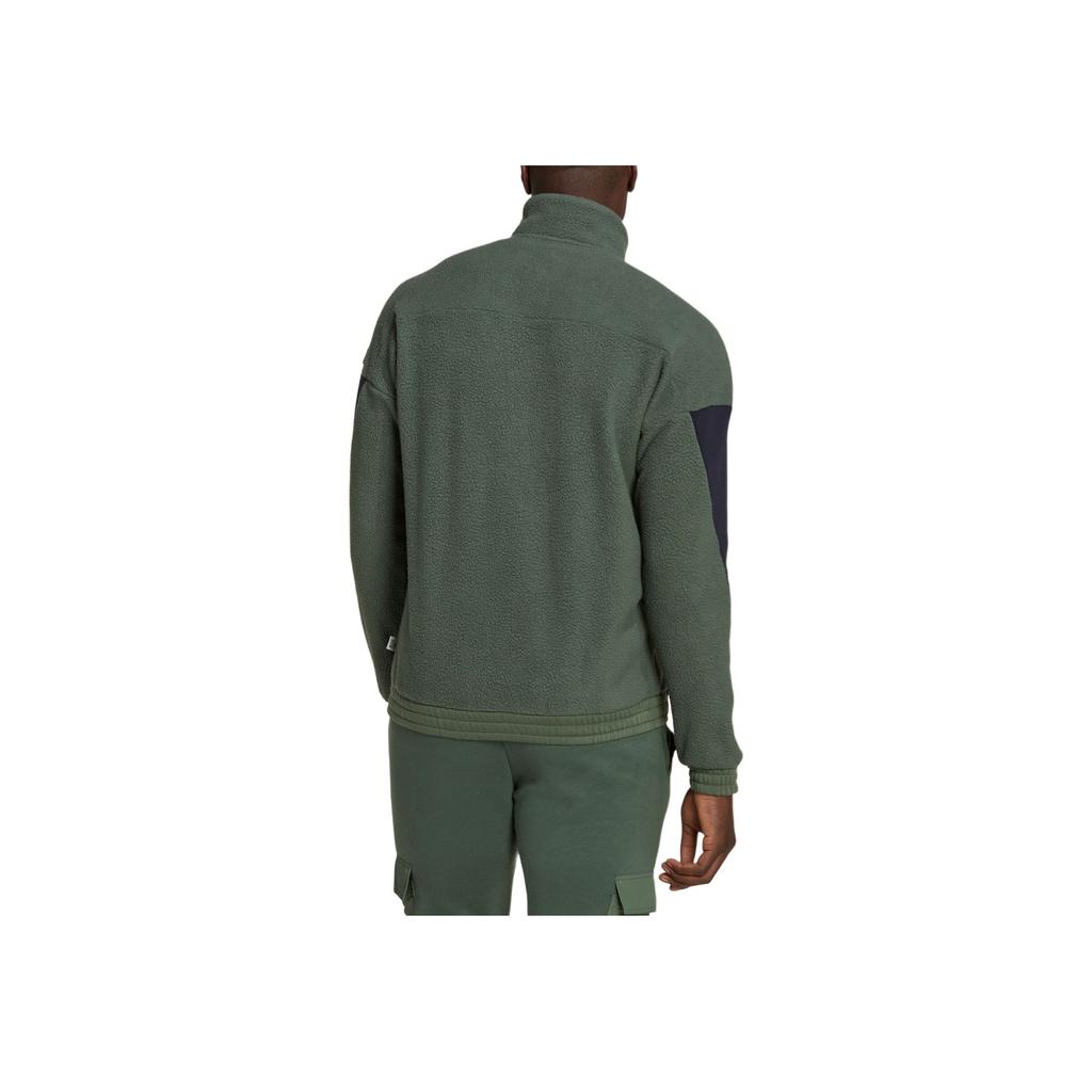 Adidas Colorblock Sherpa Fleece Comfortable Warm Sports Brand Logo Jacket Men Jackets Oxidized-Green Ink HK4603