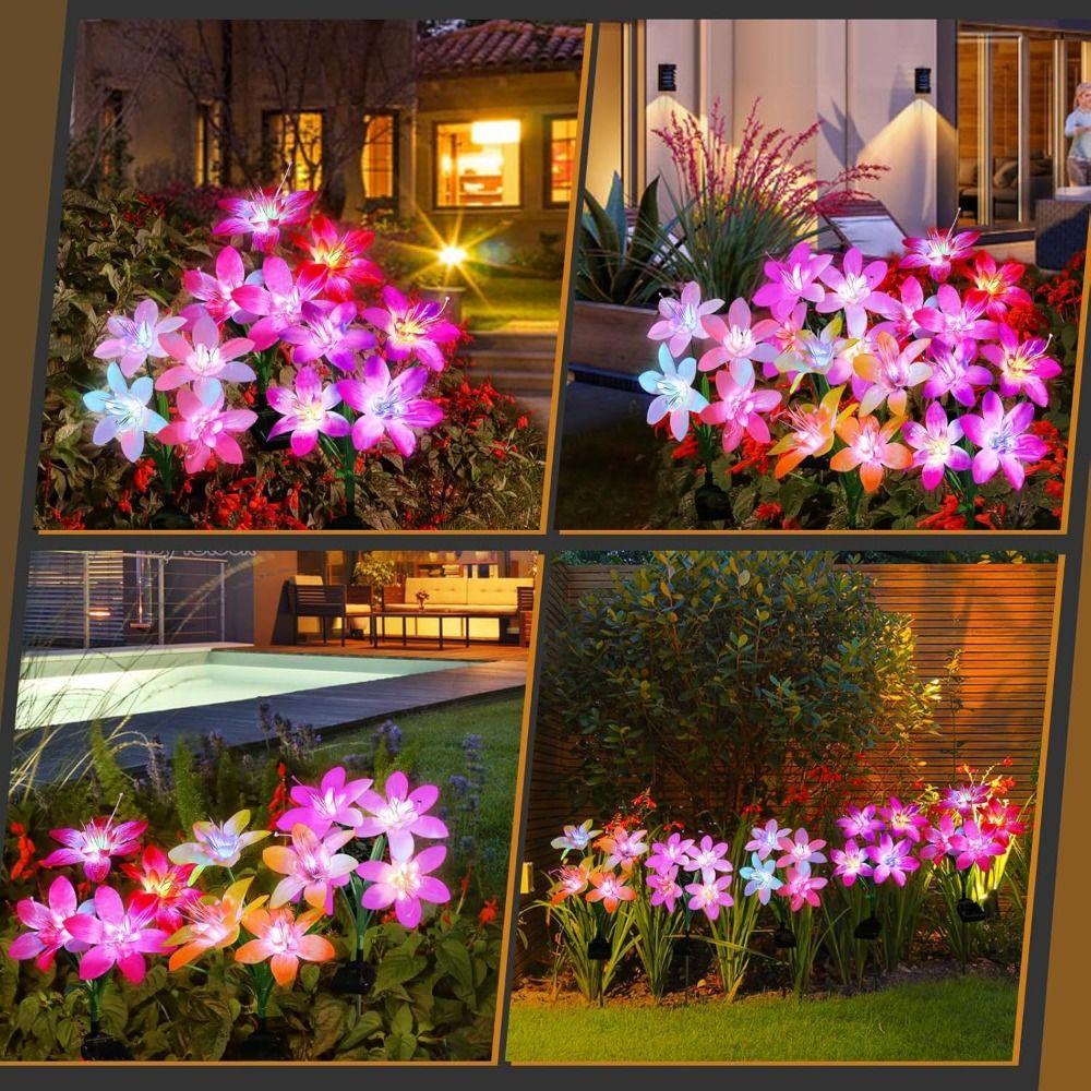 Waterproof Solar Garden Lights Colorful Gradient Solar Garden Decor Outdoor Garden