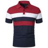 Men's Fashionable Short-Sleeved Lapel Shirt with Chest Stripes