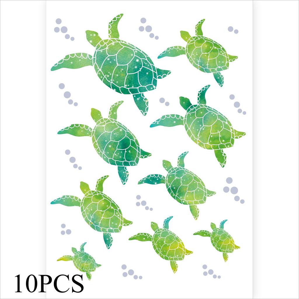 10PCS.Cute Sea Turtle PVC Waterproof Wall Decals, Suitable for Bathroom, Home, Office & Kindergarten, Easy To Apply & Remove