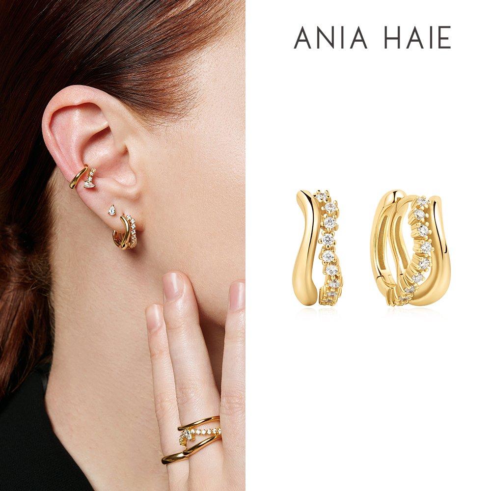 Sparkle Double 925 Silver Hoop Earrings E056-05G