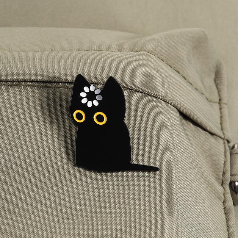 Cute Black Cat Enamel Pin Cartoon Metal Brooch Collar Pin Badge Backpack Clothing Decor Fashion Accessory Gift For Daily Wear