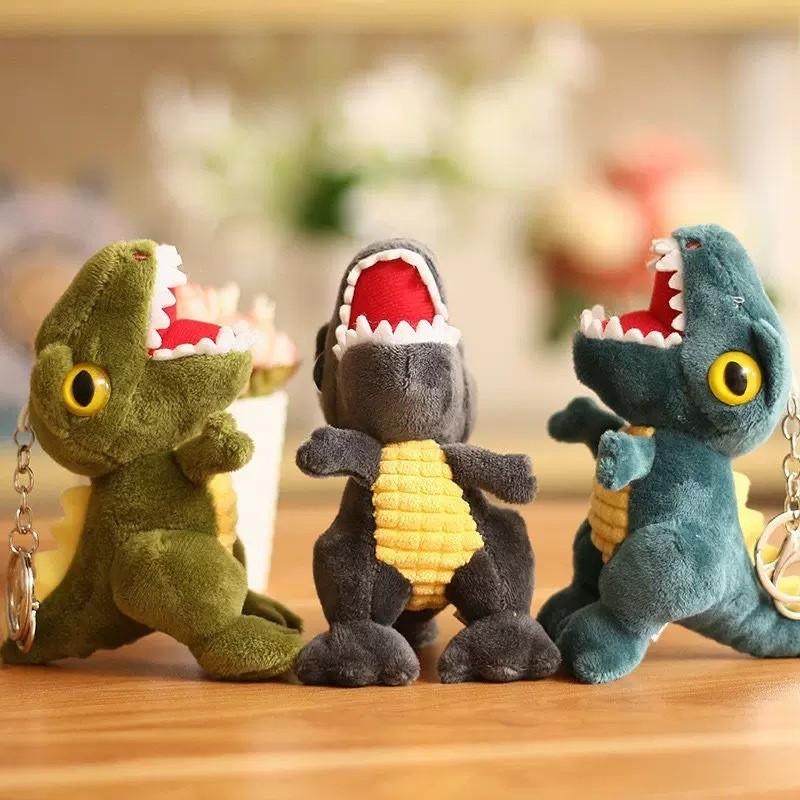 Adorable Cartoon Dinosaur Plush Keychain Soft Stuffed Toy Tyrannosaurus Rex Key Holder