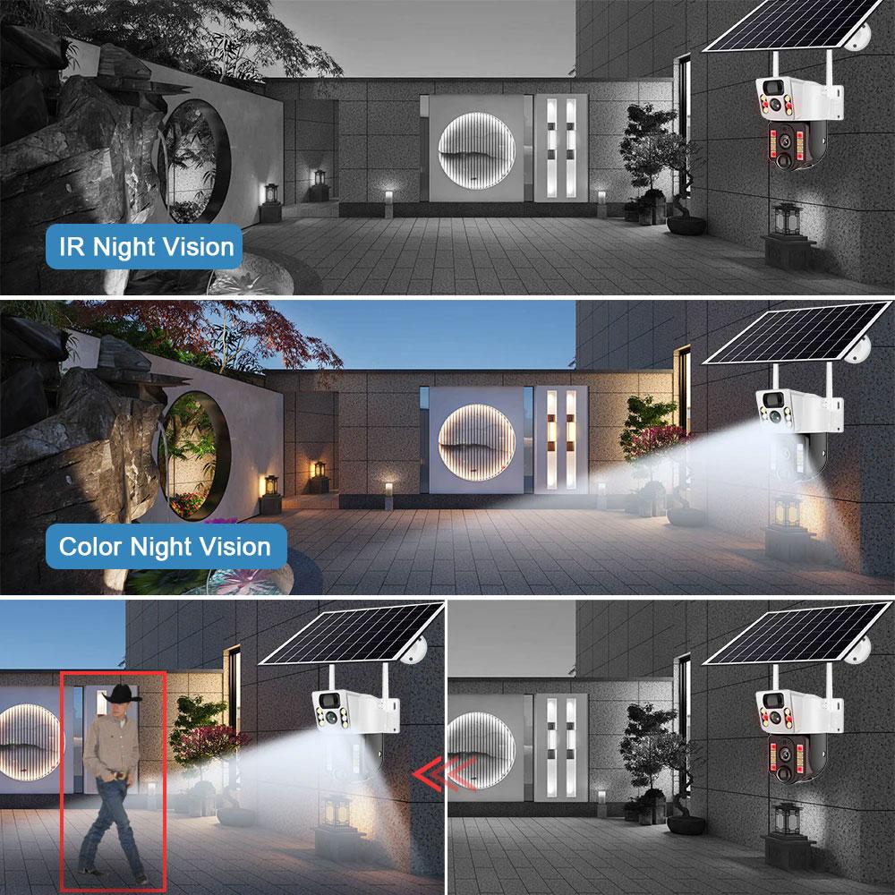 4K 8MP Dual Lens Solar 4G Solar Cameras Wifi Outdoor Camera Wireless Battery Low Powered IP Camara PIR Motion CCTV Video Surveillence