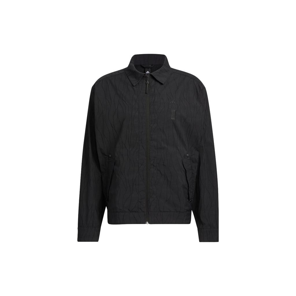 Adidas Wuji Series Woven Jacket With Wave Pattern And Zipper Men Jackets Black IP4940