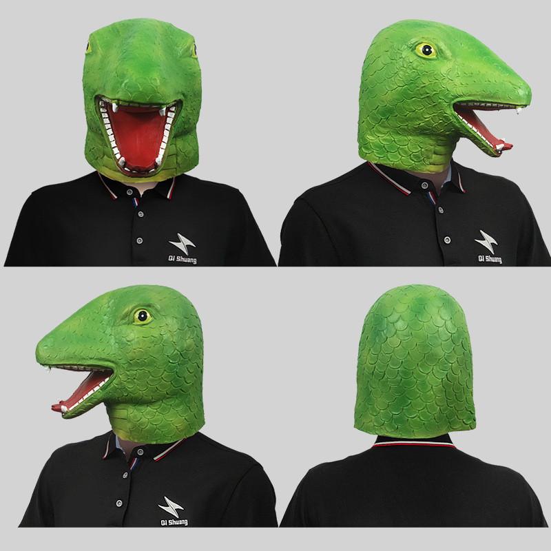 Funny Green Snake Head Mask For Creative Costume Parties And Halloween Celebrations