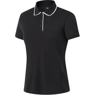Série Fitness Esportivo Casual Cor Sólida Simples Camisa Polo de Manga Curta Tops Femininos Preto APLU158-2