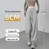2025 Black Women's High-Waisted Slimming Cuffed Sweatpants - American Style Straight-Leg Lantern Pants for Autumn