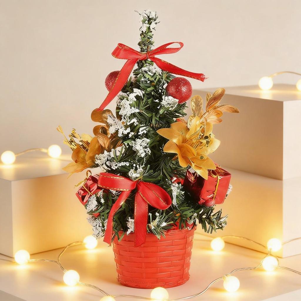 Mini 20cm Cartoon Christmas Tree Ornaments for Tabletop and Mall Decor