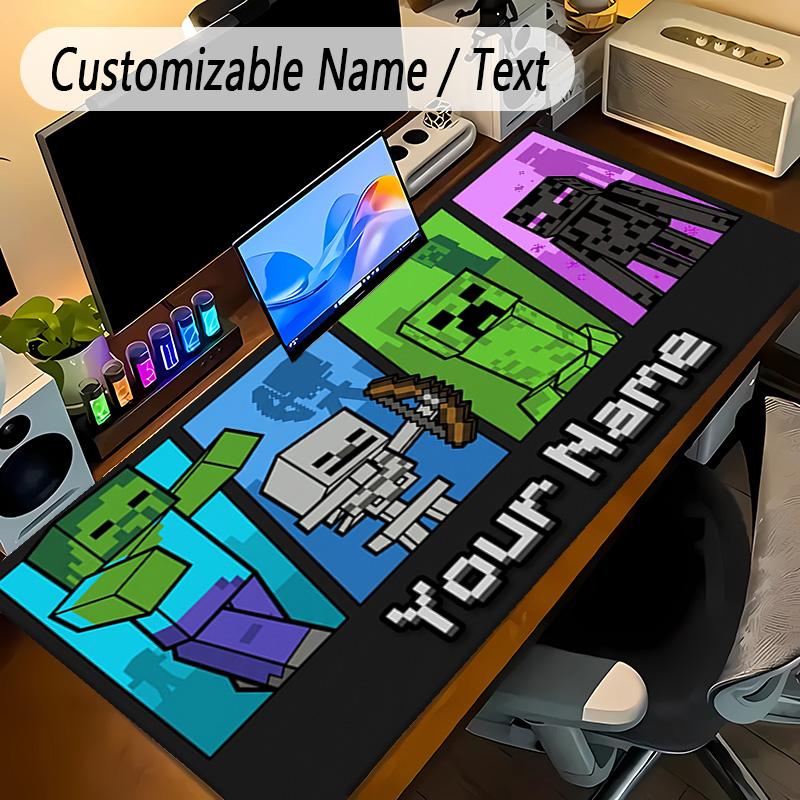 Large Mouse PadMinecraft Custom Name Text Personalized Desk Mat Non Slip Gaming Pad