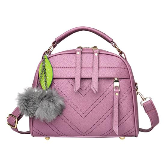 Fashion Crossbody Small Bags For Women High Quality PU Leather Shoulder Bag Fur Ball Decor Handbag Purse Messenger Pouch