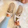 Women's Shoes Winter Warm Leather Casual Flats Leather Single Shoes Women's Walking Non-Slip Women Shoes Zapatos De Mujer