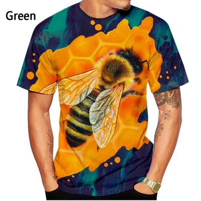 Summer Round Neck 3D Bee Print Top Fashionable Casual Short Sleeved Men's T-shirts