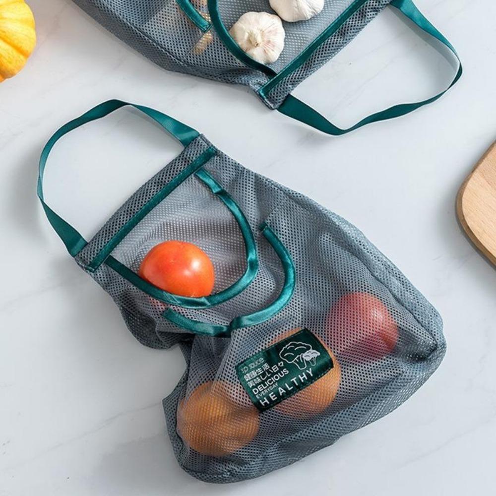 Portable PVC Mesh Storage Bag Reusable Fruit and Vegetable Storage Bag Kitchen Accessories Washable Handbag