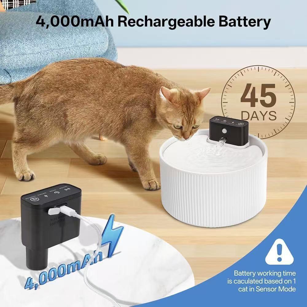 Ceramic Pet Water Fountain with Infrared Sensor, 2.2L Capacity, Silent Operation for Cats and Dogs