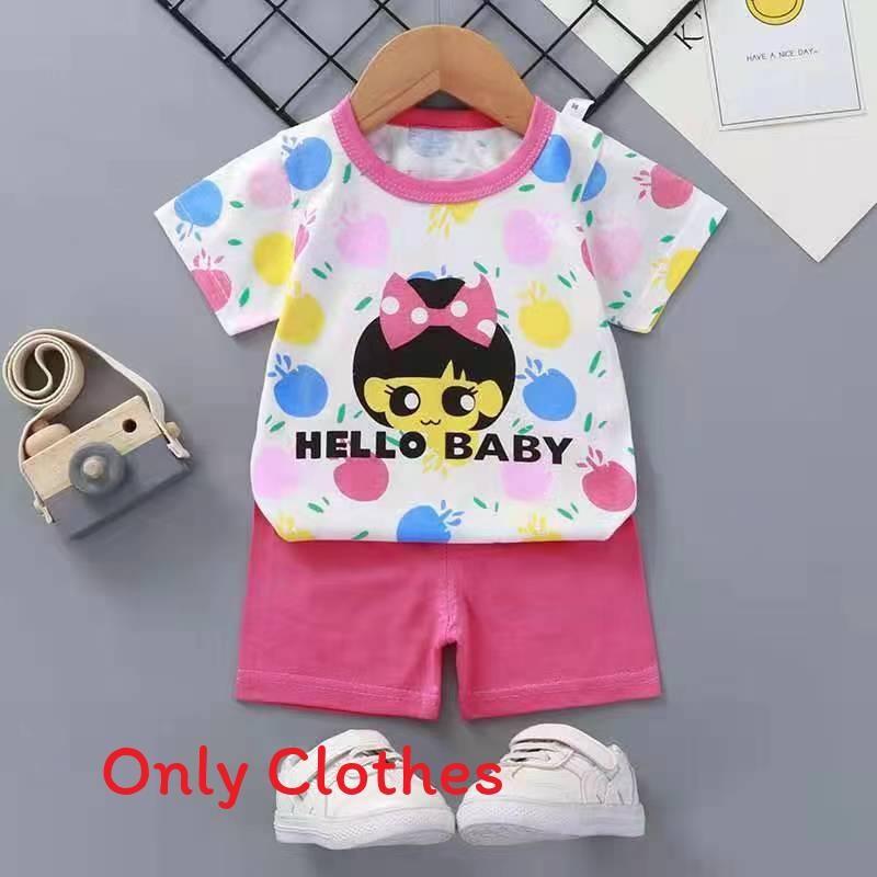 Baby Cartoon T Shirt Shorts Set With Cotton Fabric For Kids Ages 3 To 8