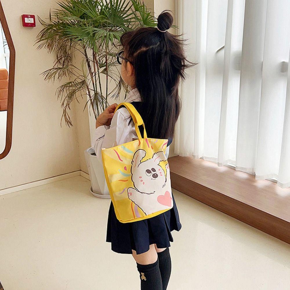 Cat Cartoon Canvas Bucket Bag Cartoon Girl Canvas Cat Shoulder Bag  Female/Children