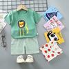Kids' Summer Cotton Two-Piece Set: Cartoon Short Sleeve & Shorts for Toddlers