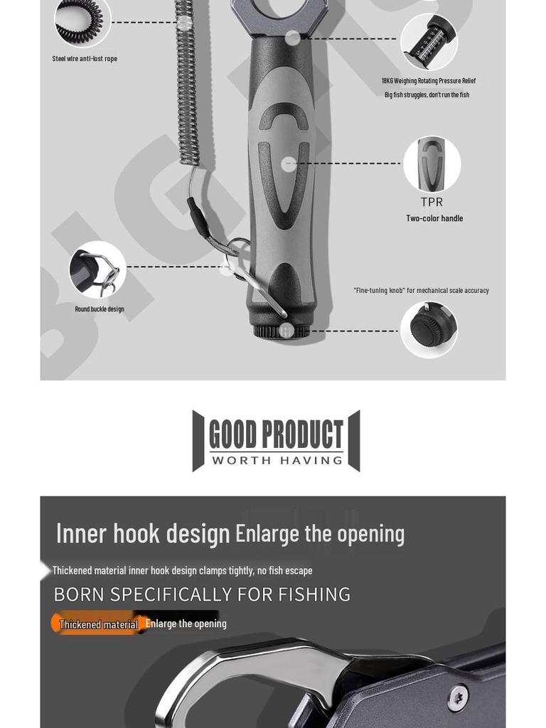 Multi-Functional Fish Lure Pliers Set with Scale and Extended Handle Gripper for Large Fish