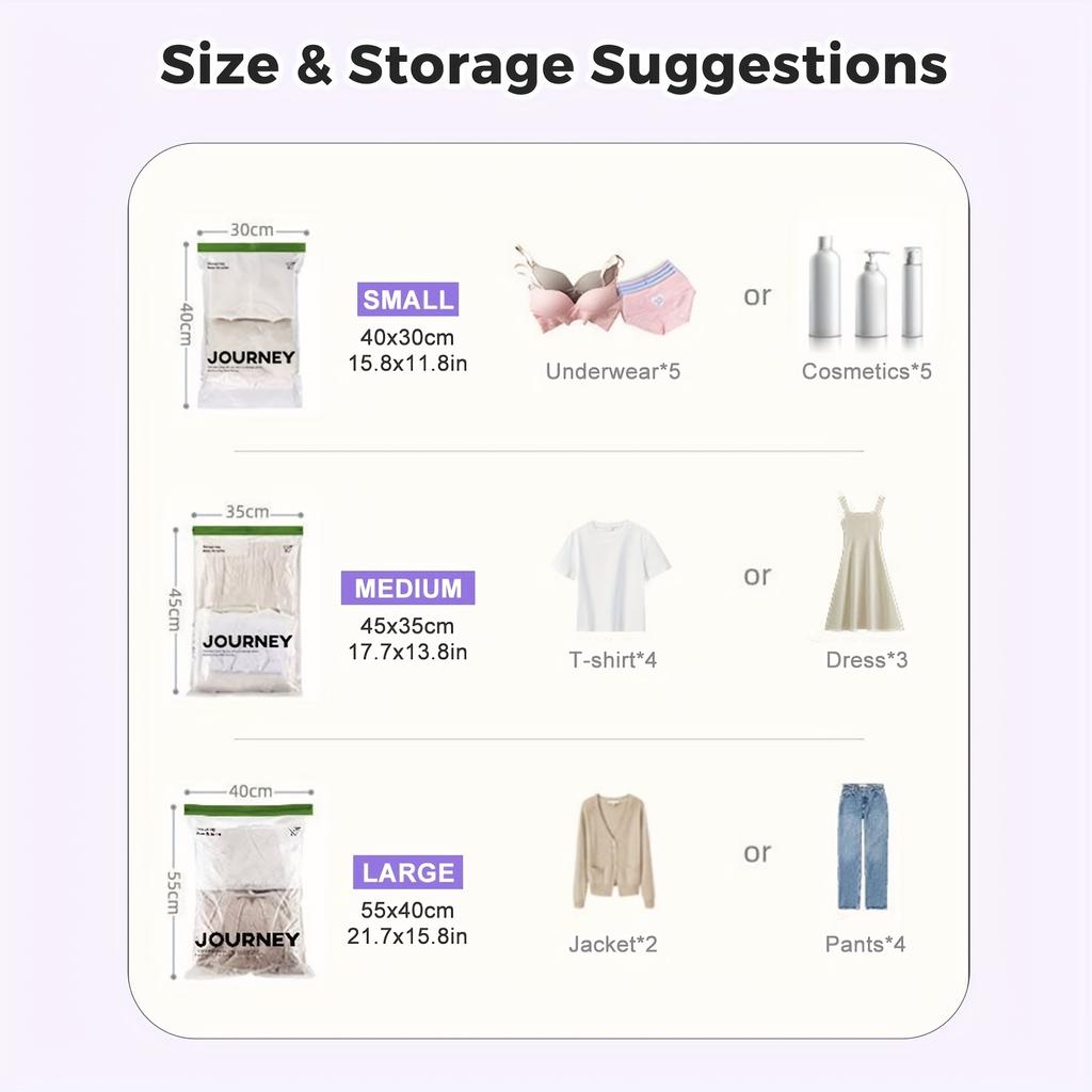 2 Pack Roll Up Compression Bags Reusable Vacuum Storage Bags for Travel Organizer Saving Space In Suitcase No Pump Required 2025