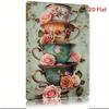 Vintage Floral Metal Wall Art Teacup Decor for Home Cafe