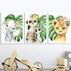 Lion Giraffe Elephant Zebra Tiger Leaves Wall Art Canvas PaintingNordic  Animal Posters And Prints Wall Pictures Baby Room Decor