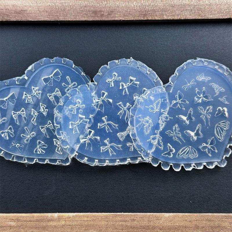 1Pcs Silicone Nail Mold Heart Shaped Butterfly Bow Flower 3D Nail Template Nail Art Decorations Nail Art Mold Manicure Tool