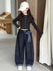 2025 Autumn Girls' Korean-Style Loose Wide-Leg Jeans for Middle & Big Kids