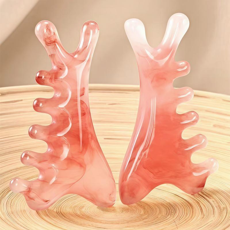 Resin Multifunctional Four-in-One Gua Sha and Massage Comb - Sandalwood Facial and Head Therapy Tool