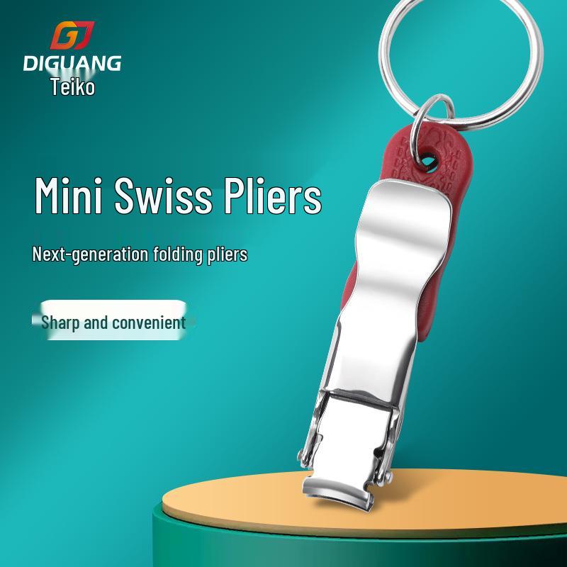 Portable Stainless Steel Folding Nail Clipper with Keychain - Compact Mini Pedicure Tool
