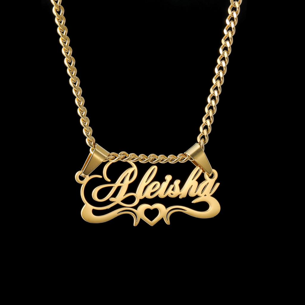 Atoztide Custom Name Necklace for Women Bottom Heart Stainless Steel Jewelry Nameplate Choker Chain Personalized Birthday Gift
