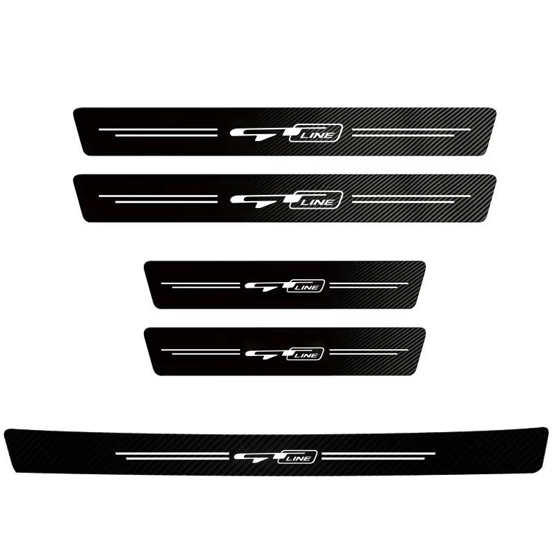 1/4/5Pcs Carbon Fiber Leather Car Door Sill Protector Strip For Kia KN GT-Line Sportage Ceed Rio Picanto Sorento Soul Cerato kxnhz00