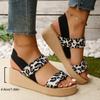 Fashion Women's Minimalist Wedge Sandals Open Toes Thick Platform Casual Sandals Ankle Strap Solid Leopard Print Women's Shoes