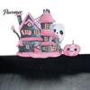 Pumpkin Table Decor Halloween Witch Decorative Wood Serving Tray with Handle, Ghost Castle Trick or Treat Dessert for Party Accessories Wooden Platter