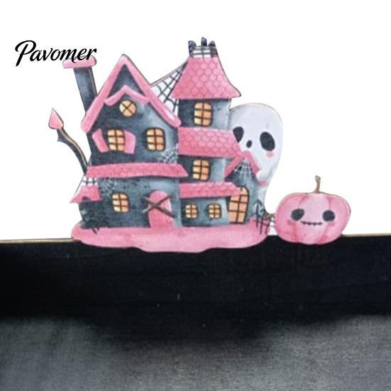 Pumpkin Table Decor Halloween Witch Decorative Wood Serving Tray with Handle, Ghost Castle Trick or Treat Dessert for Party Accessories Wooden Platter