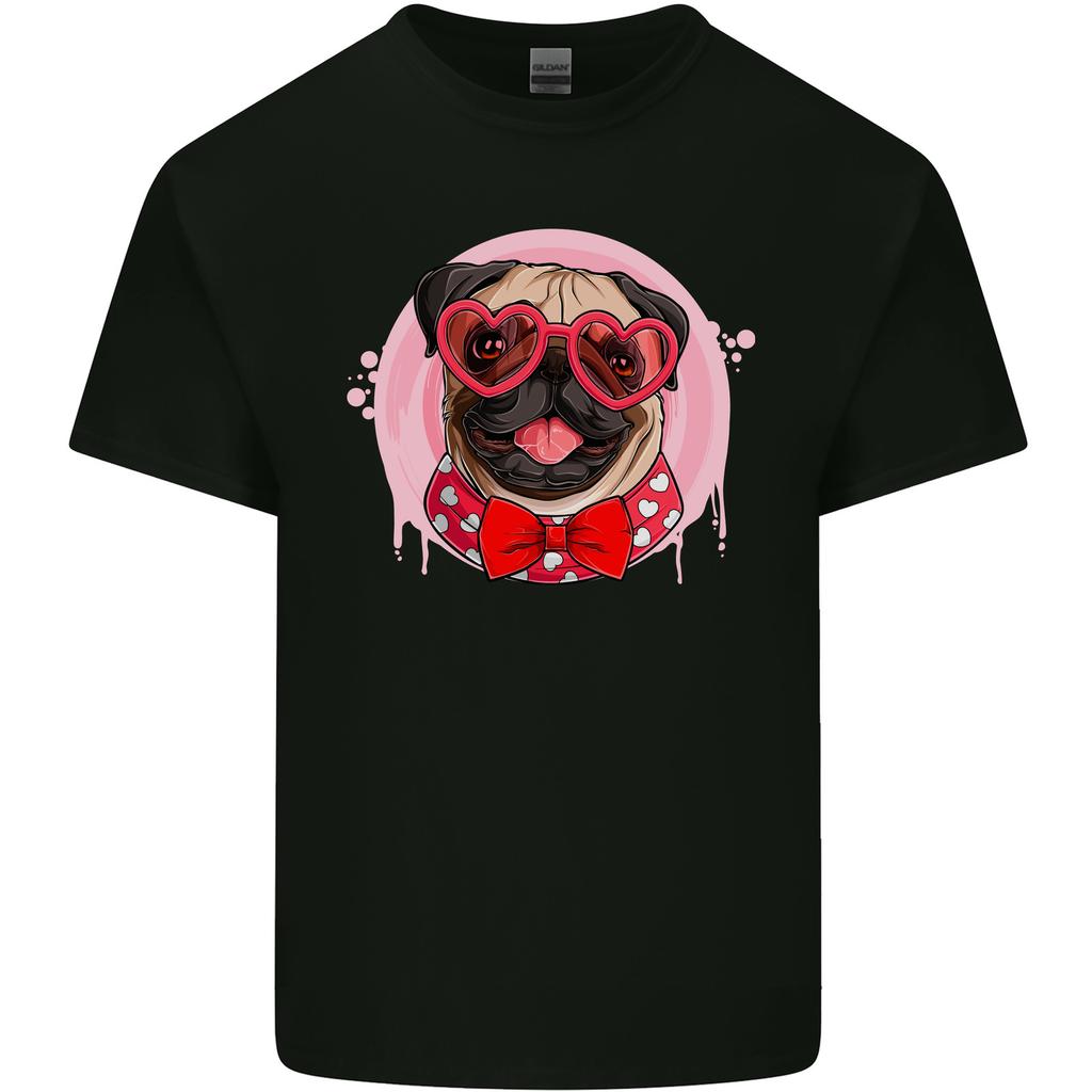 Valentines Day Love Pug Dog Unisexs Light Cotton TShirt