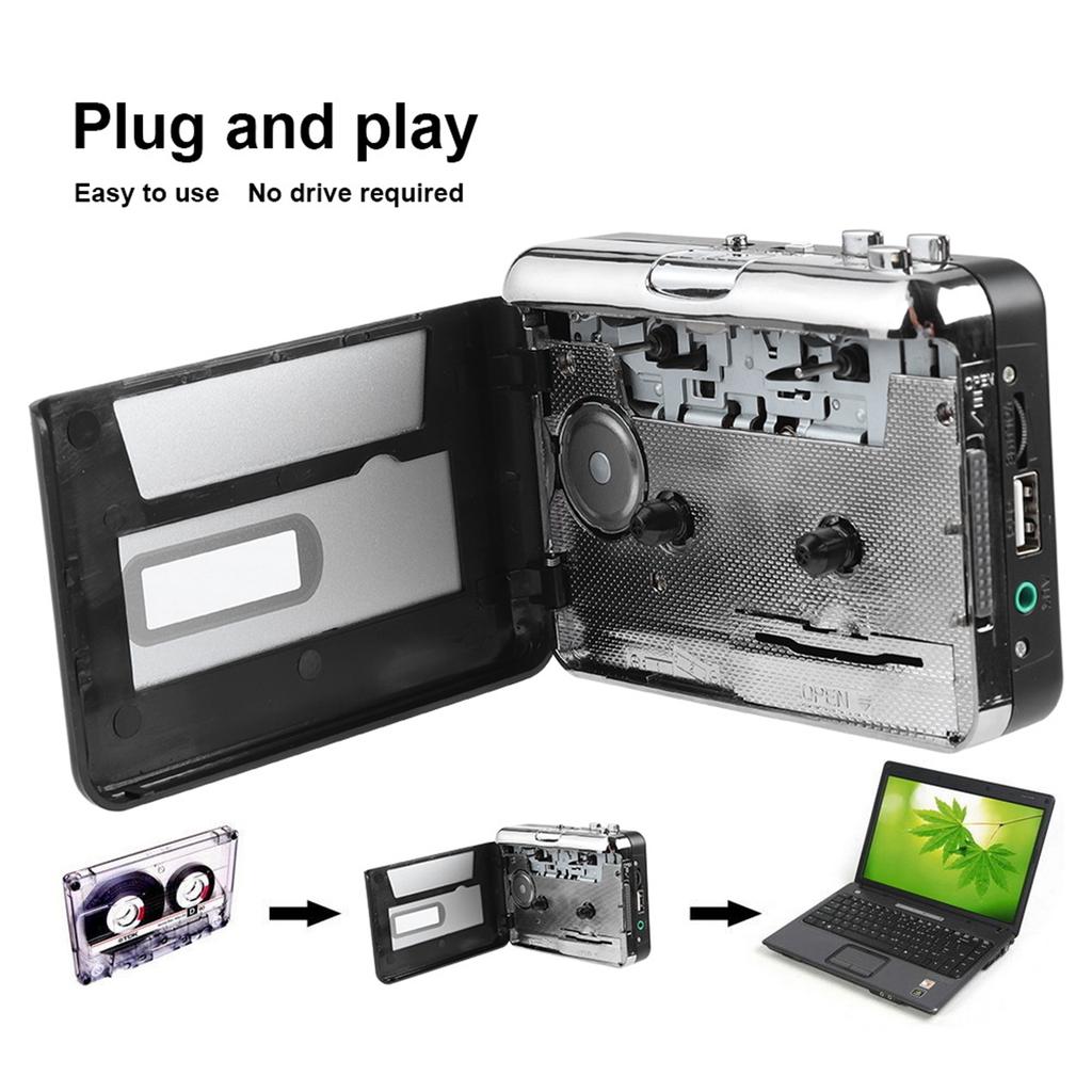 Portable Cassette Tape To MP3 Converter USB Flash Drive Capture Audio Music Player
