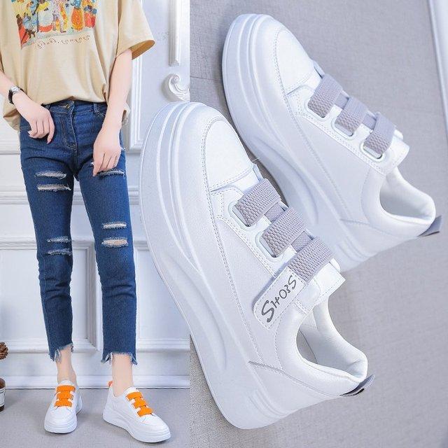 Velcro White Shoes Women  White Sports Shoes Women 'S Shoes Casual Lace -Up Women 'S Shoes Women 'S Vulcanized Shoes Tennis