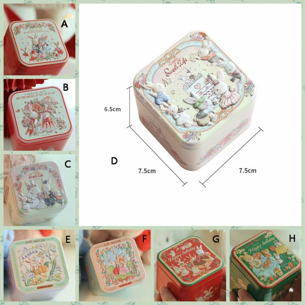 Embossment Easter Bunny Printing Tin Tinplate Easter Gift Tins Easter Candy Box  Wedding Gift