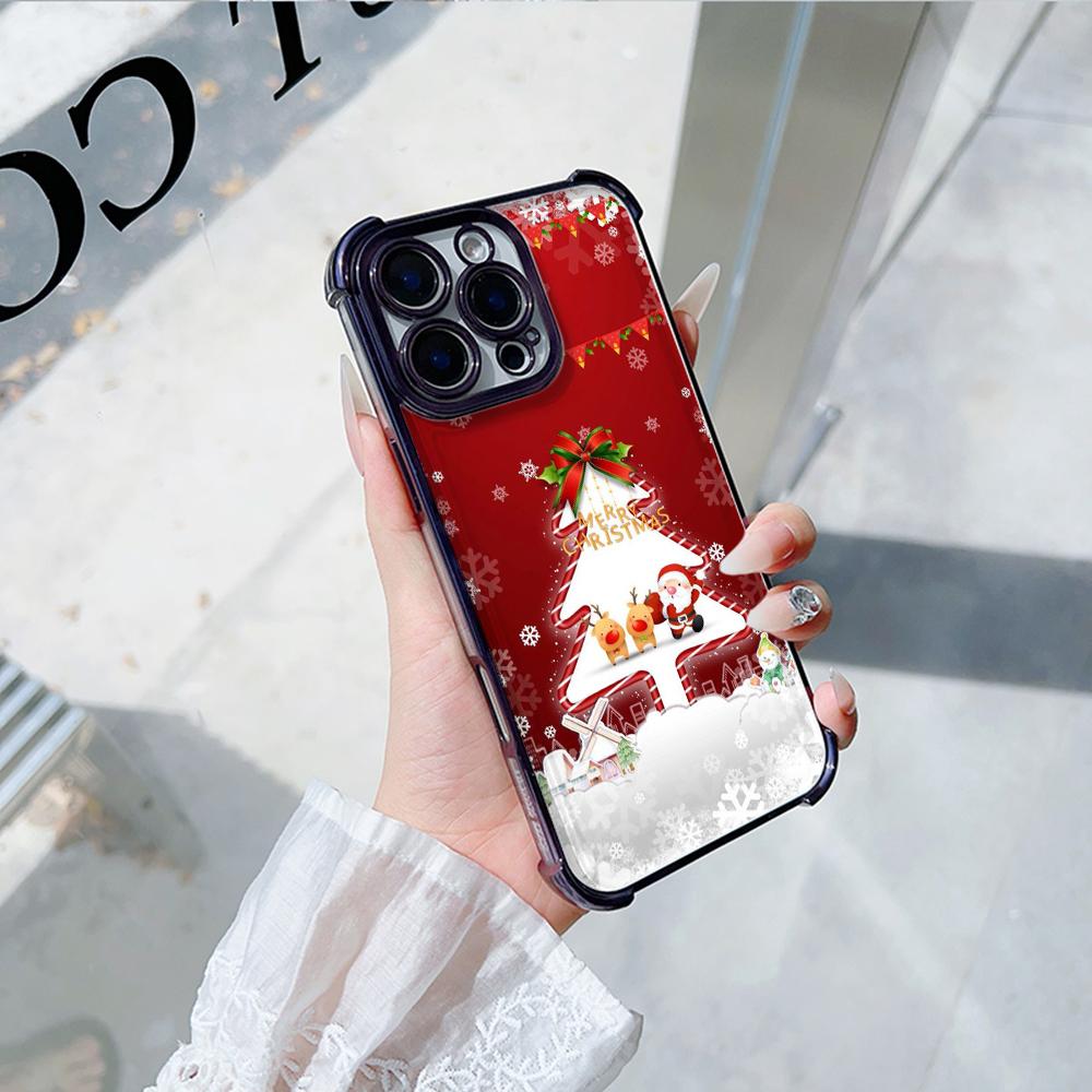 Ae114 Merry Christmas Christmas tree art Electroplated TPU Phone Cases for Samsung A54 A12 A14 S22 S23 S24 Ultra A55 A15 Four Corner Protection Cover