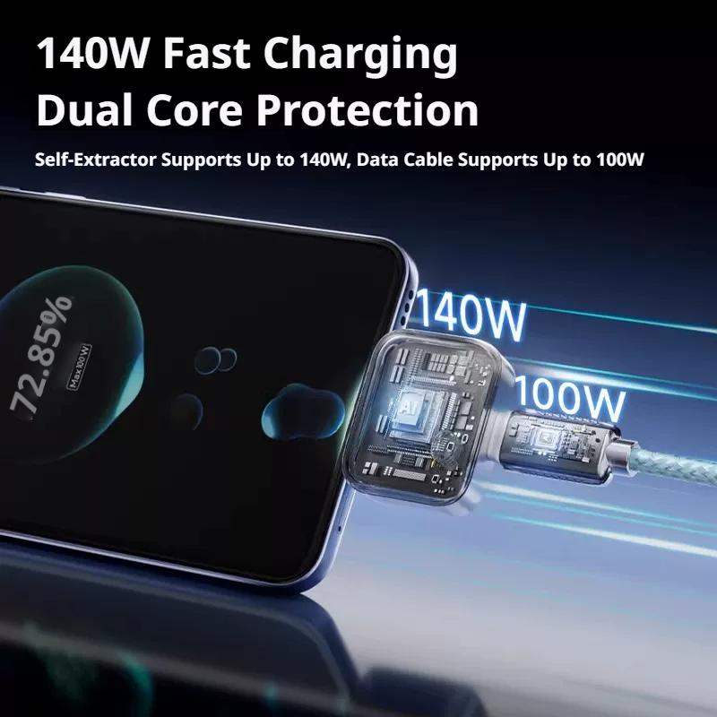 Automatic Power-Off Fast Charging Data Cable Full Charge Separator Protect Battery Health for Safe Overnight Charging Type-C