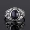 Natural Blue Sandstone 8x10MM Silver Ring Jewelry Retro Oval Ring For Women Gift Wholesale Party Wedding Gift