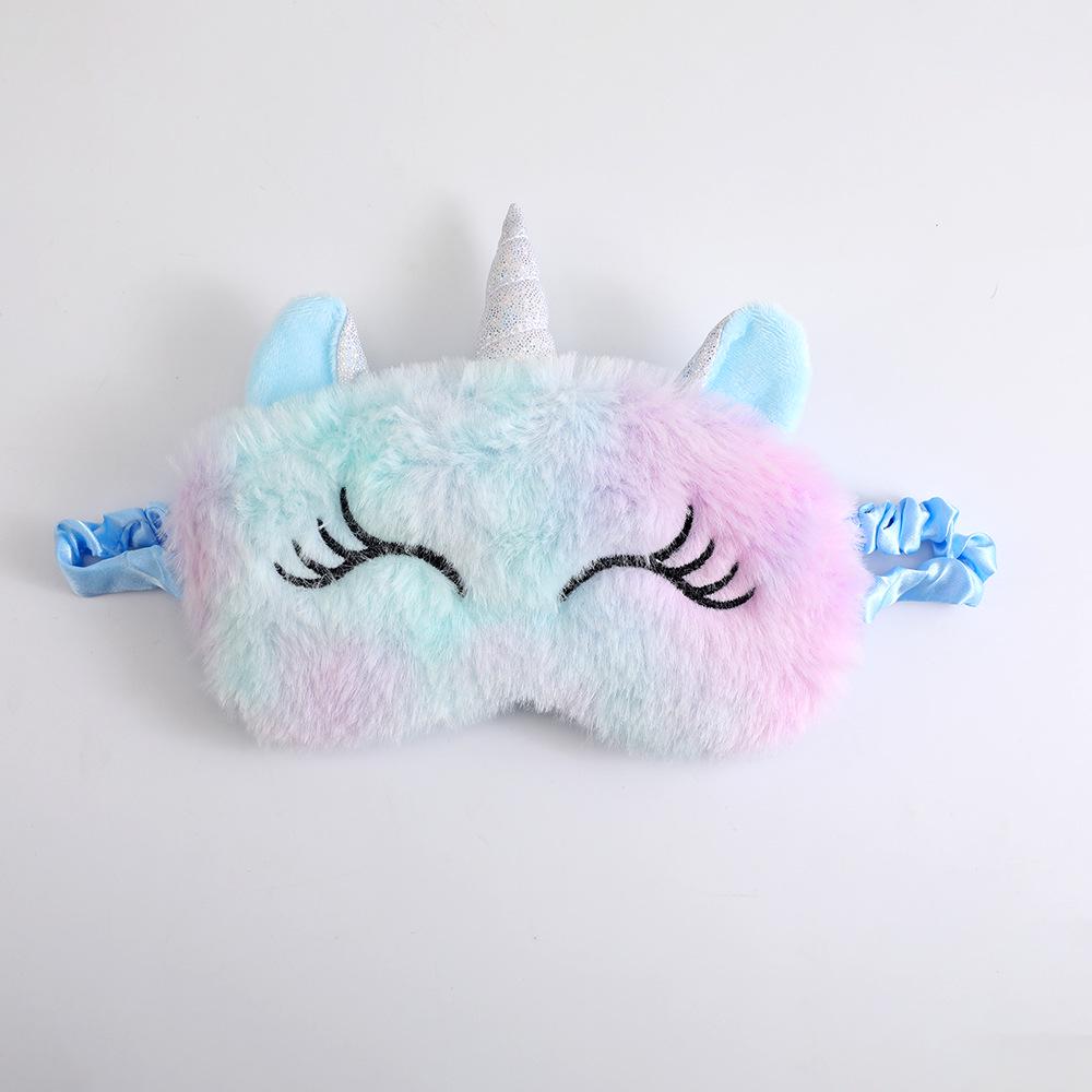 Gradient Plush Unicorn Sleep Mask - Cute, Colorful, Light-Blocking Eye Protector
