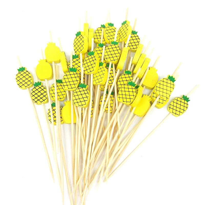 100Pcs 12cm Cactus Flamingo Fruit Cocktail Toothpicks Pineapple Cake Sticks Food Picks for Wedding Birthday Party Supplies 5