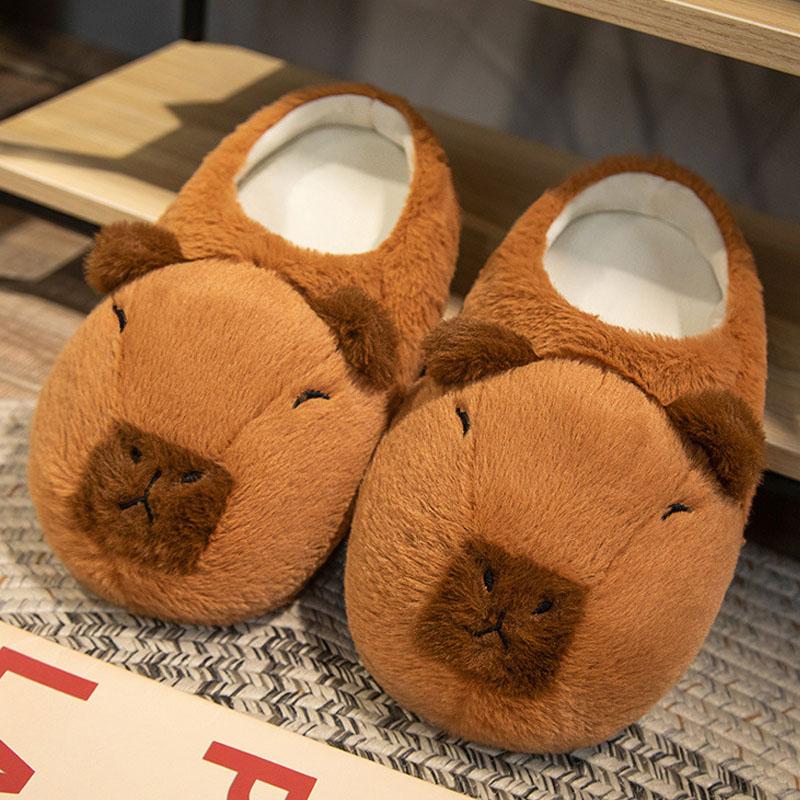 Winter Capybara Plüsch Hausschuhe Damen Bequemes Flanell Warm Zuhause Baumwollschuhe Niedliches Cartoon Tier Flauschige Puppe Indoor Hausschuhe