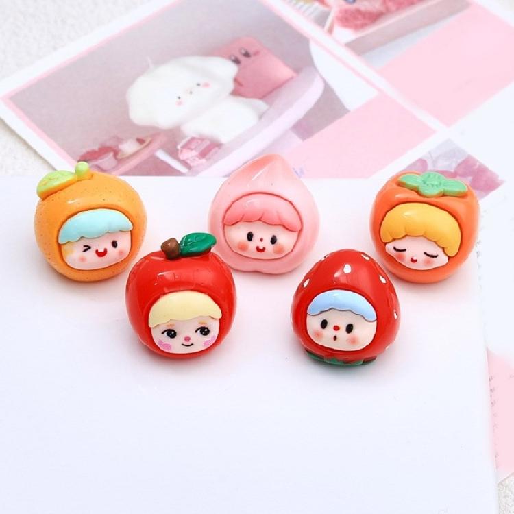 9Pcs Fruit Girl Syurdy Resin Craft Charm Stylish Home Decoration for Jewelry Craft Supplies and Accessory Making