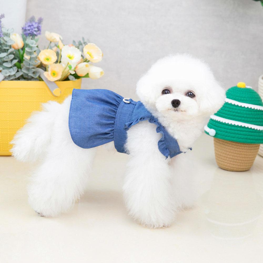 Summer Dog Dress Denim Skirt Harness Dresses designed for Female Dogs Pet Cat Puppy Clothes Pomeranian Maltese Poodle Bichon Jean Costume