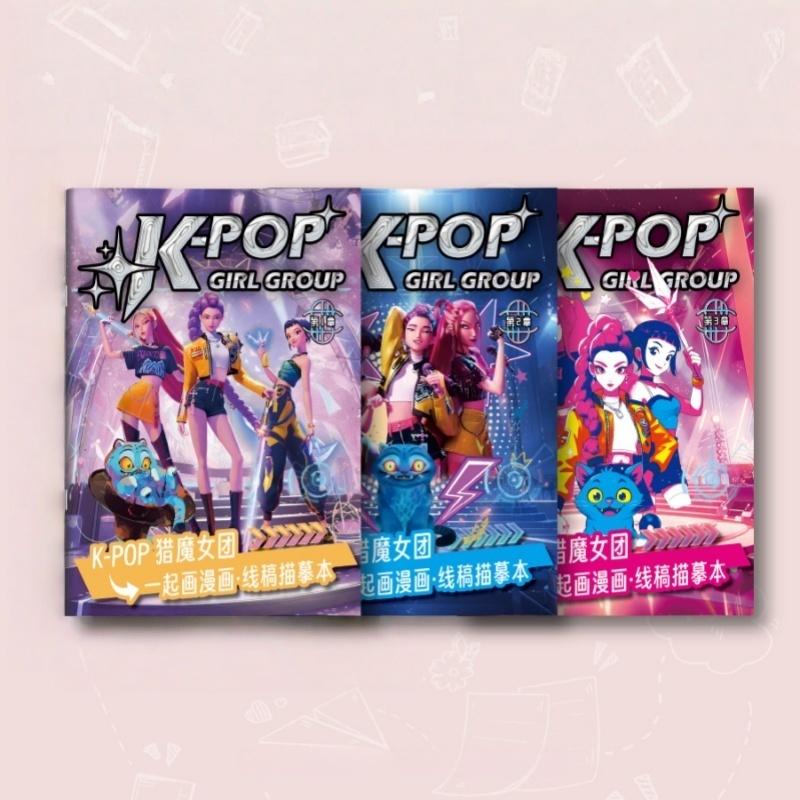 1/3 Adet Kpop Şeytan Avcıları Rahat Boyama Kitapları Çocuk Çizim Sanat Malzemeleri Huntrix Rumi Mira Zoey Resim Kitabı Hediyeler